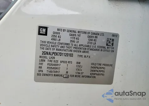 2013 Chevrolet Equinox Lt from USA, damaged, VIN 2GNALPEK7D1120183